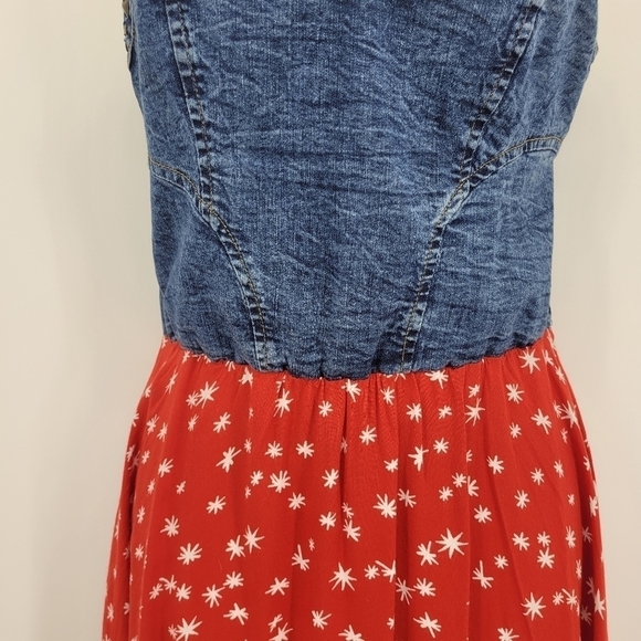 Angie denim dress with red and white star pattern bottom size m - Picture 10 of 12